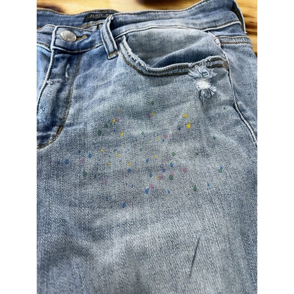 Judy Blue Women’s 7 Colorful Paint Splash Destroyed Boyfriend Jeans Size 9/29 - Picture 16 of 16